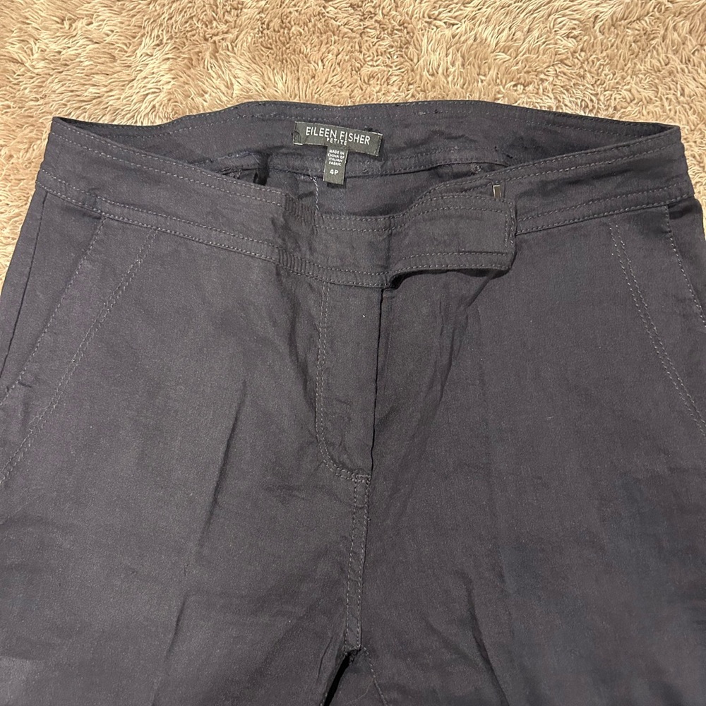 Eileen Fisher, Stunning, Dark Navy, Linen Pants -PP